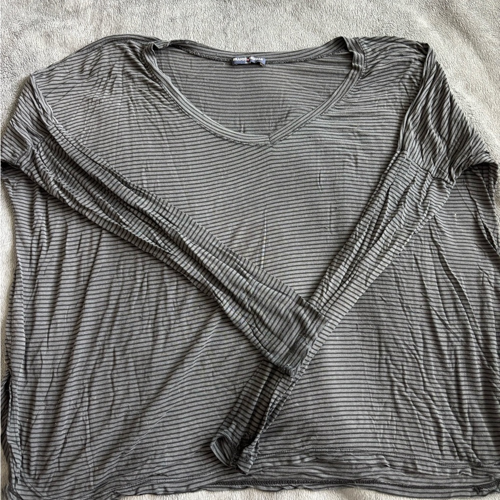 Brandy Melville Charcoal Striped Long Sleeve Top
